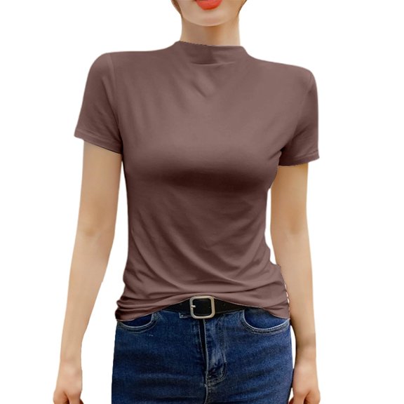 NJGRAE Women Tops Summer Women’S V Neck Tees Women’S Casual Solid Color T Shirt Short Sleeve Top Lightweight Fashion Tee Plus Size Tunic T-Shirts S