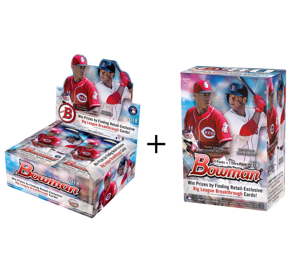 2018 Bowman Baseball Cards Retail Booster Box Plus a 2018 Bowman Baseball Mass Value Box ...
