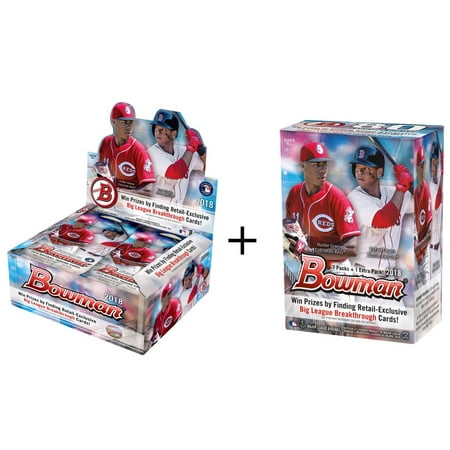 2018 Bowman Baseball Cards Retail Booster Box Plus a 2018 Bowman Baseball Mass Value Box ...