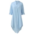 thumbnail image 2 of Aayomet Plus Size Summer Dresses 2023 Summer New Women's Temperament Blouse Casual Beach Skirt Slim Elegant Plus Size Shirt,Light Blue XXL, 2 of 5