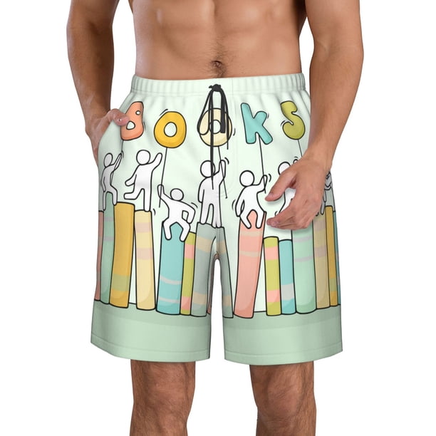 Balery Books Traje de Baño Estilo Hawaiano para Hombre, Shorts de Secado Rápido con Bolsillos-Large