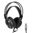 thumbnail image 1 of Auriculares negros para Gaming con orejeras suaves con micrófono de lámpara LED, y fácil de utilizar con USB, 1 of 8