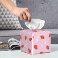 thumbnail image 6 of Sikiie Strawberry Floral Leather Tissue Box Cover Square, tissue box holder, Tissue Box with Bottom Belt-5.2”x5.2”x5.2”, 6 of 7