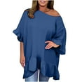 thumbnail image 1 of AherBiu Plus Size Tops for Women Summer Casual Loose Fitting Blouses Trendy Ruffle 3/4 Sleeve Flowy Shirts, 1 of 7