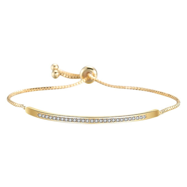 Pulsera para las mujeres deslizante de oro chapado en joyas de circonio clásico tenis elegante pulsera brillante pulseras
