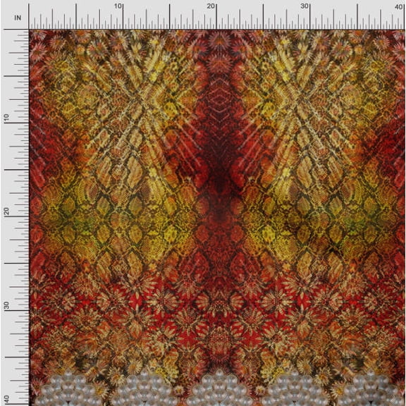 Soimoi Polyester Crepe Fabric Check & Floral Panel Print Sewing Fabric Yard 42 Inch Wide