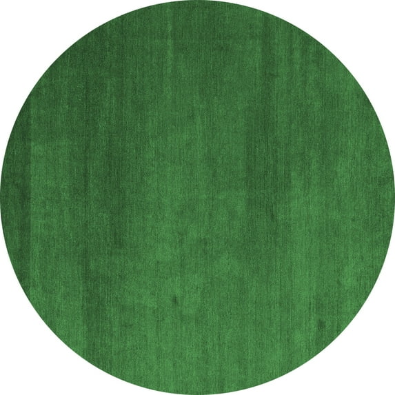 Ahgly Company Indoor Round Abstract Emerald Green Modern Area Rugs, 8' Round