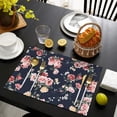 thumbnail image 3 of Pioneer Flower Floral Print Pattern Summer Placemats Table Placemats Set Of 6-Linen Kitchen Washable Placemats Table Mats 12x18 Inch Non-Slip Heat Resistant, 3 of 5