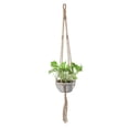thumbnail image 1 of THY COLLECTIBLES Hand-Weaved Macrame Plant Hanger Indoor Outdoor Hanging Planter Basket Cotton Rope 4 Legs Brown (40" Length), 1 of 2