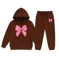 thumbnail image 3 of Kiijoy Toddler Girls Sweatsuit Bow Graphic Hooded Sweatshirt Joggers Outfits Hoodie Set, 3 of 3