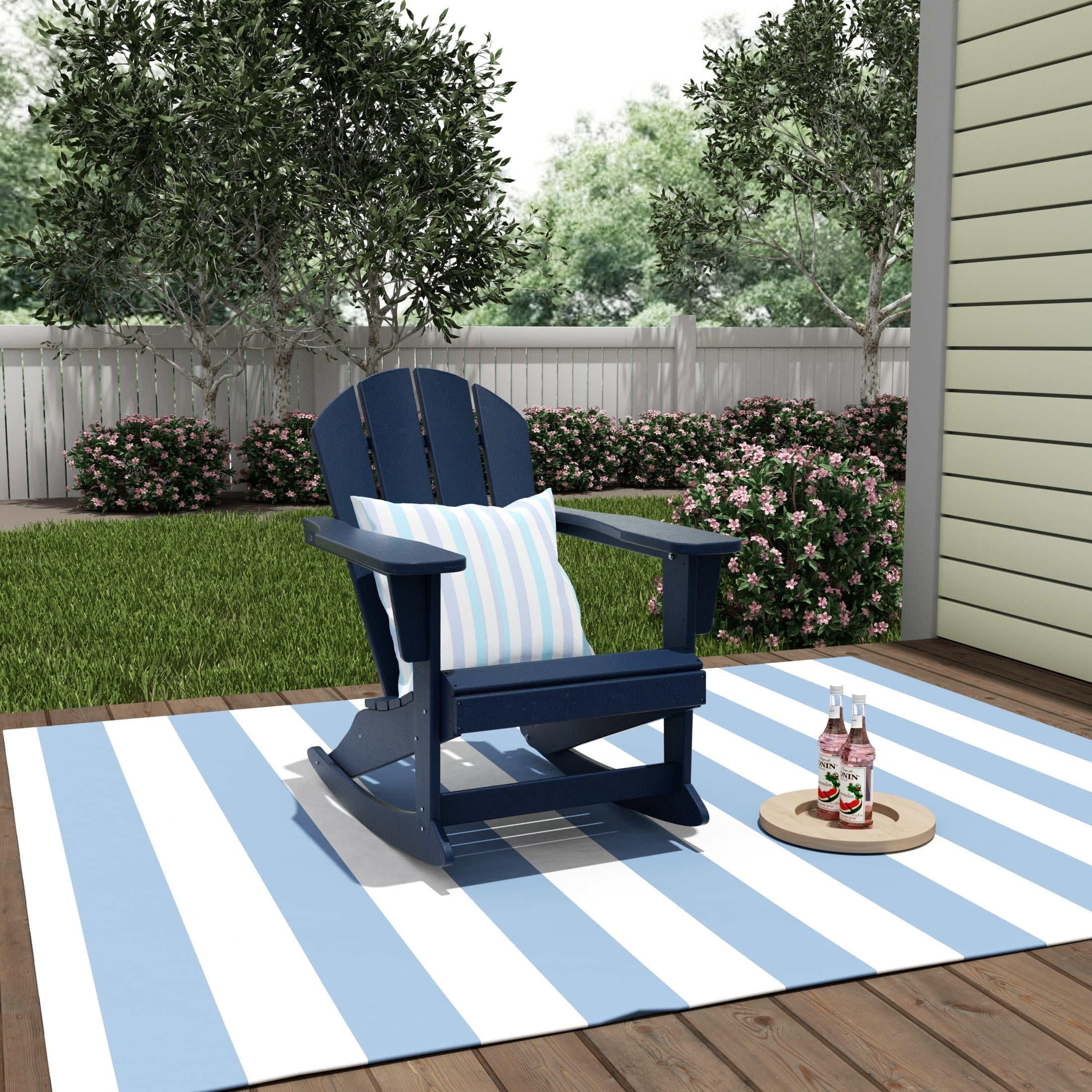 Polytrends  Laguna Hdpe All Weather Outdoor Patio Rocking Chair Navy Blue