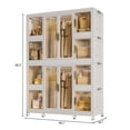 thumbnail image 7 of Portable Wardrobe Closet Storage Organizer for Clothes, Plastic Wardrobe with 12 Magnetic Transparent Door & 2 Hanging Rod, Baby Wardrobe Storage Cabinet, for Living Room, Bedroom, White, 7 of 7