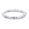 thumbnail image 1 of Pulsera de iniciales blancas para parejas y amigos: cuentas de piedra natural básicas como regalo, 1 of 4
