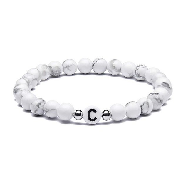 Pulsera de iniciales blancas para parejas y amigos: cuentas de piedra natural básicas como regalo