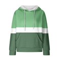 thumbnail image 5 of QQAMB Sweatshirts for Women Waffle Drawstring Color Block Long Sleeve Hoodies Sweatshirts with Pocket Green L, 5 of 6