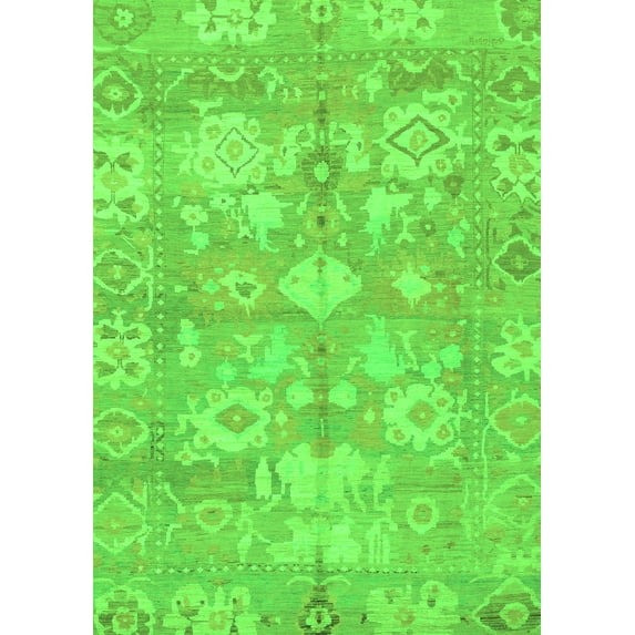 Ahgly Company Indoor Rectangle Oriental Green Traditional Area Rugs, 2' x 5'