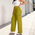thumbnail image 6 of ClodeEU Women's Plus Size High Waisted Stretchy Wide Leg Pants,Casual Trousers with Pockets Green,Women's Plus XXXXL, 6 of 9