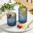 thumbnail image 7 of Blue Hobnail Drinking Glasses Set of 12, Embossed Glass Cups, 6 x 12 Oz & 6 x 10 Oz, 7 of 7