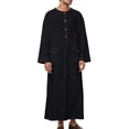 thumbnail image 5 of JAJAHO Mens Kaftan Abaya Thobe Button Down Arab Long Robe Crewneck Long Sleeve Loose Fit Ankle Length Robe With Pockets, 5 of 7