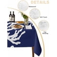 thumbnail image 2 of Coral Navy Blue Table Cloth, Coastal Ocean Marine Nautical Beach Waterproof Tablecloth for Rectangle Tables, Reusable Washable Fabric Table Cover for Restaurant Kitchen Dining Tables 60"x102", 2 of 6