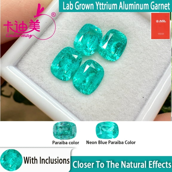 9x11mm Long Cushion Shape Neon Blue Paraiba Color Lab Grown Yttrium Aluminum Garnet With Inclusions Loose Stone YAG Gemstone Fine Jewelry Making
