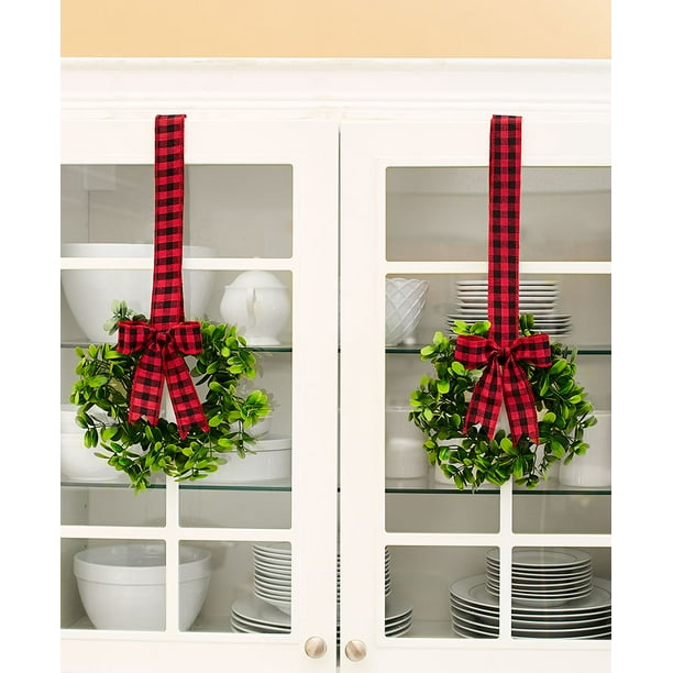 Set of 2 Faux Kitchen Wreaths 11"W x 21"L each (Red & Black