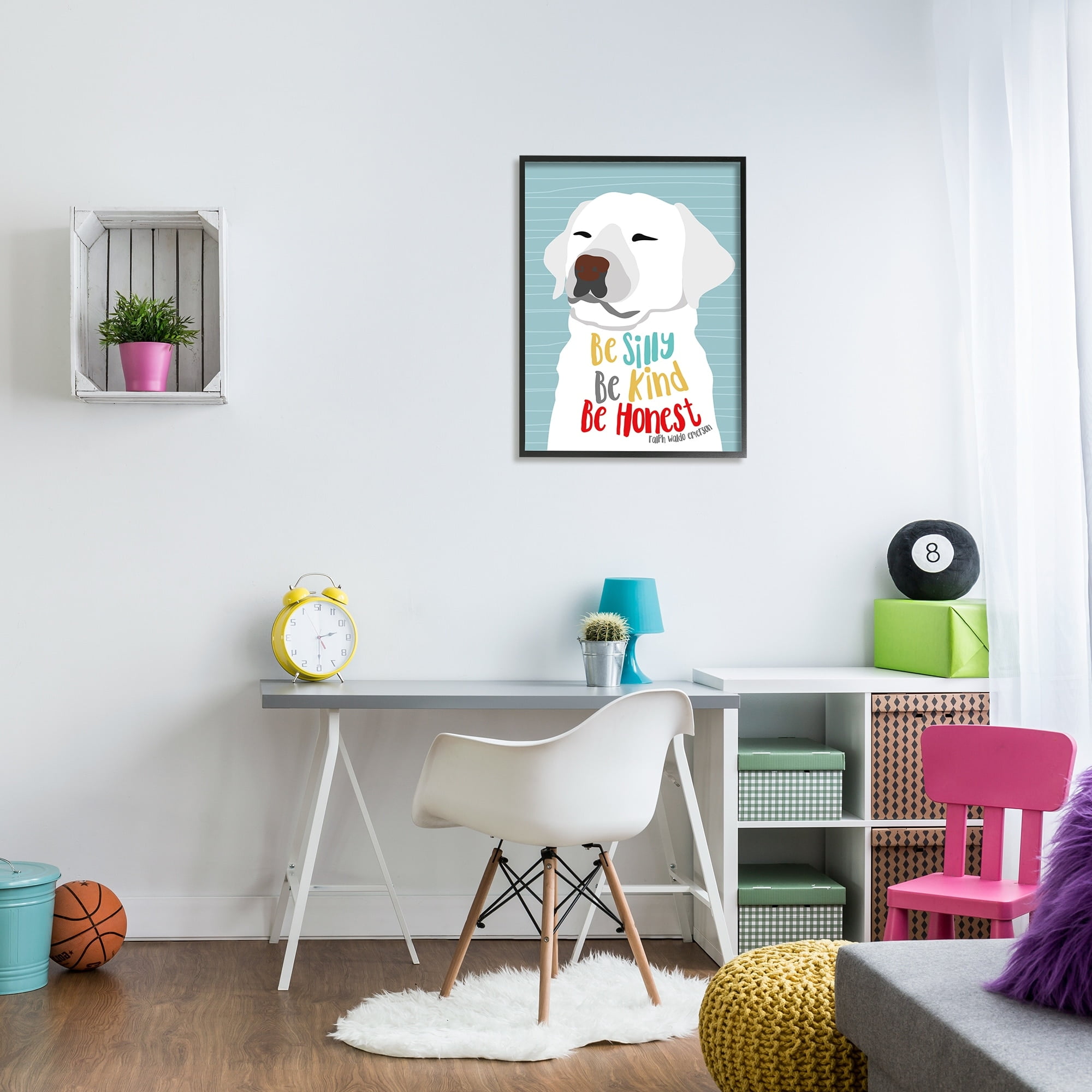 Stupell Industries Be Silly Be Kind Be Honest Light Blue Poster Style Dog, 24 x 30,Design by Ginger Oliphant