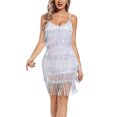 thumbnail image 2 of Mini Dress Dgankt Ladies' Sequin Fringe Sexy Dress Sparkly Glitter Metallic Mini Skirt Party Bead Embroidery Fringe Dress Birthday Dance Outfit, 2 of 7