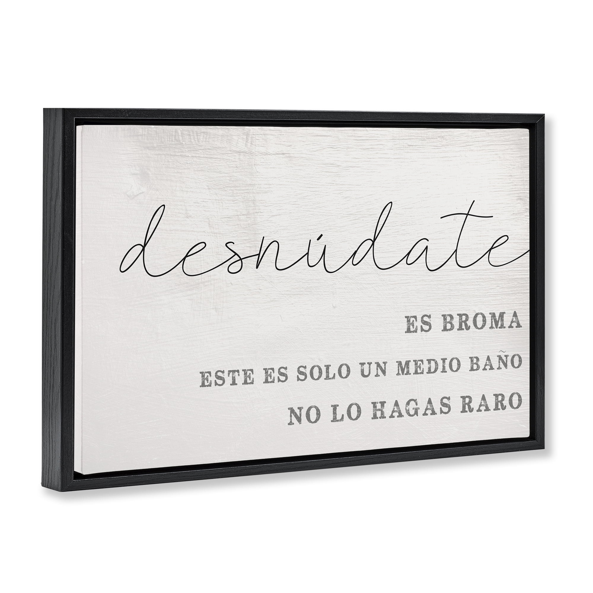 Stupell Industries Solo un Medio Baño Bath & Laundry Painting Black Floater Framed Art Print Wall Art, 31 x 21