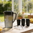 thumbnail image 6 of AuroraX Drink Pitcher with Lid 1 Gallon Set with 5 Water Cup with Spout Plastic Water Pitcher with Lid and A Handle BPA Free Plastic Juice Pitcher Container for Summer Party Black, 6 of 6