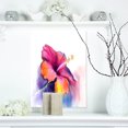thumbnail image 1 of Fleur d'Hibiscus Rouge Jaune en Bleu - Grande Fleur Art Mural sur Toile, 1 of 3