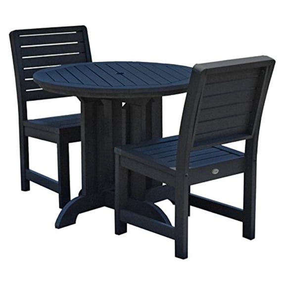 Highwood's 36" Round 3-pc Weatherly Dining Set - Dining Height, Outdoor, Eco-friendly, Synthetic Wood