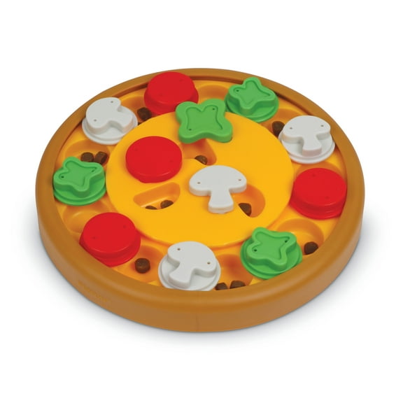 Brightkins Pizza Party! Dog Toy Treat Puzzle, Multi-color Food Dispenser for Puppy Enrichment Training