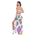 thumbnail image 3 of FORMRS Womens Long Sarong Beach Wrap Semi-Sheer Bikini Skirt Bathing Swimsuit Cover Up, Purple Retro Pattern, 3 of 7