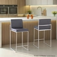 thumbnail image 2 of Fuji Contemporary High Back Counter Stool In Stainless Steel And Grey Faux Leather - Set Of 2, 2 of 8
