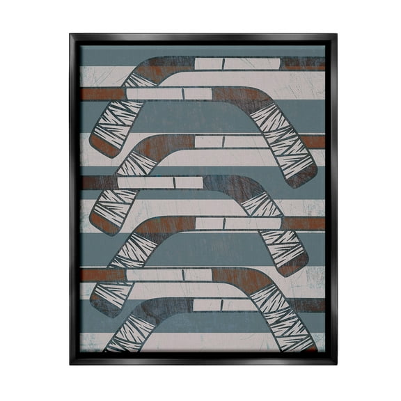 Stupell Industries Crossed Hockey Sticks Sports Painting Black Floater Framed Canvas Art Print Wall Art, 17 x 21