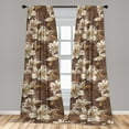 thumbnail image 2 of Flowers Vintage Window Curtains, Tropical Jungle Boho Inspired Lily Pattern on Grunge Back, Lightweight Decor 2-Panel Set with Rod Pocket, Pair of - 28"x63", Dark Rosewood and Champagne, by Ambesonne, 2 of 3