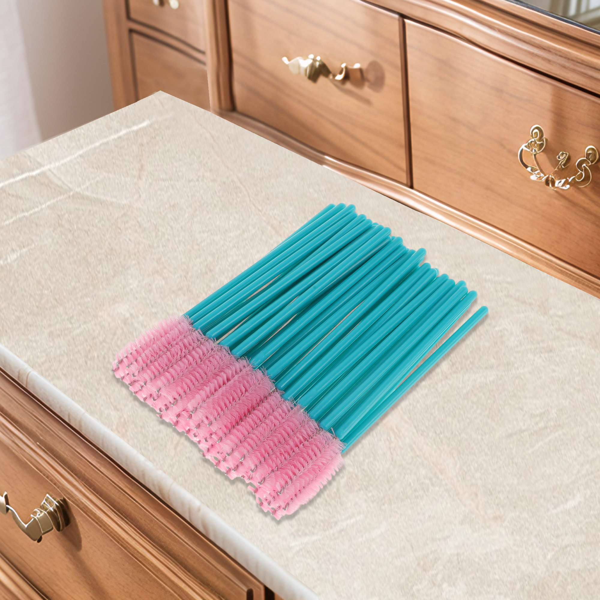 Unique Bargains Convenient Eyebrows Brushes for Travel 50 Pcs Blue, Pink