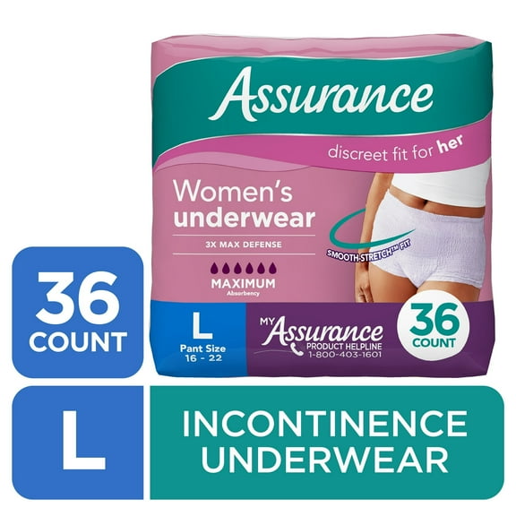 Asurance Women's Incontinence & Postpartum Underwear, L , Maximum Absorbency (36 Count)