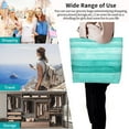 thumbnail image 4 of Ratiio Teal Turquoise Print Reusable Grocery Bags - Washable, Foldable, Packable Tote, Large Handles, Heavy Duty, Zippered Top Pouch, 4 of 7