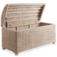 thumbnail image 3 of Casafield 36" Storage Trunk with Curved Lid, Safety Hinge - Whitewash, Water Hyacinth Wicker Storage Chest Basket for Bedroom, Entry Way, Living Room, 3 of 7