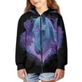 thumbnail image 3 of Uourmeti Galaxy Bow Tie Butterfly Florals Horse Teen Girls Hooded Pullover Long Sleeve Soft Comfy with Pockets Casual Loose Top for Travel Size 10-12, 3 of 7