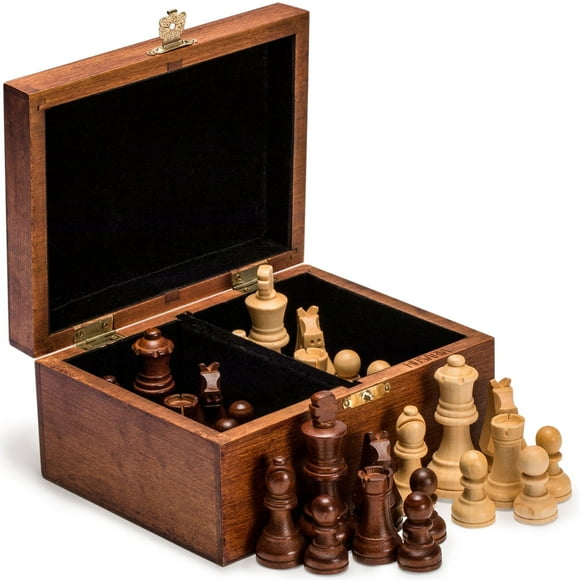 Husaria Staunton Tournoi No. 4 Échecsmen avec 2 Reines Supplémentaires et Boîte en Bois, 76 Millimètres Kings