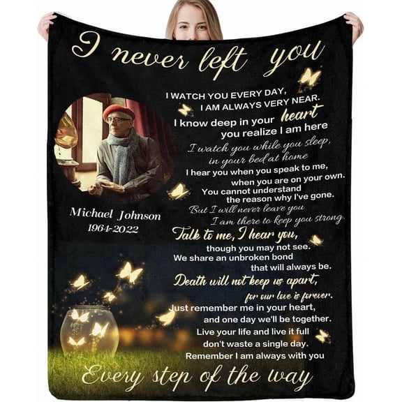 Custom Memorial Blanket with Photos for Loss of Mom Dad Son Daughter Customized Memory Gift of Departed Loved Ones Blankets