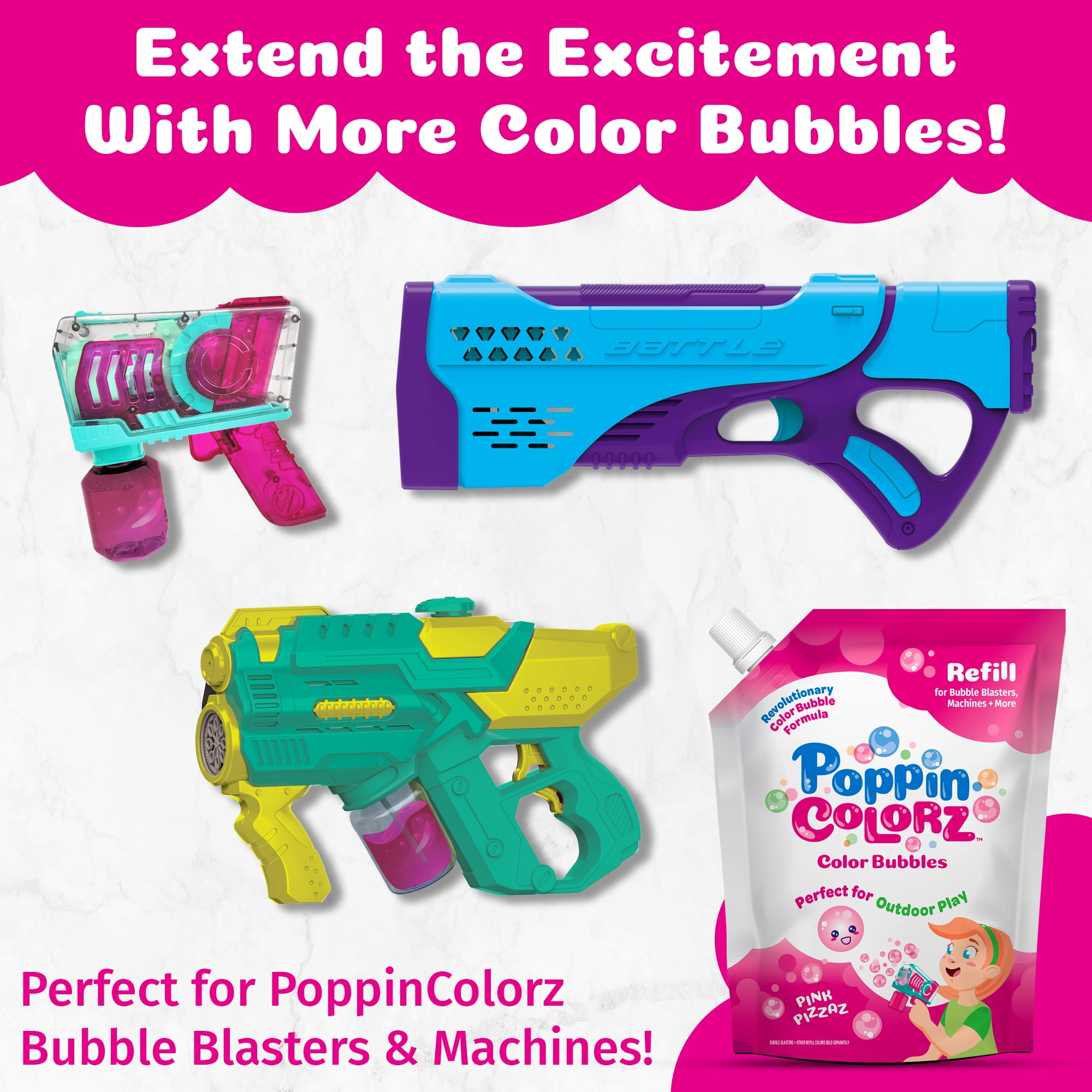 South Beach Bubbles Pink Pizzaz Refill Color Bubble Solution