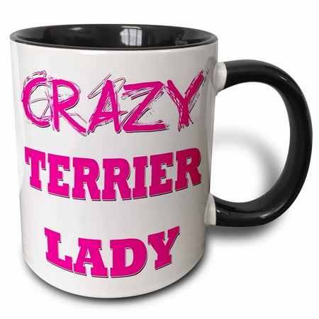 

3dRose Crazy Terrier Lady - Two Tone Black Mug 11-ounce