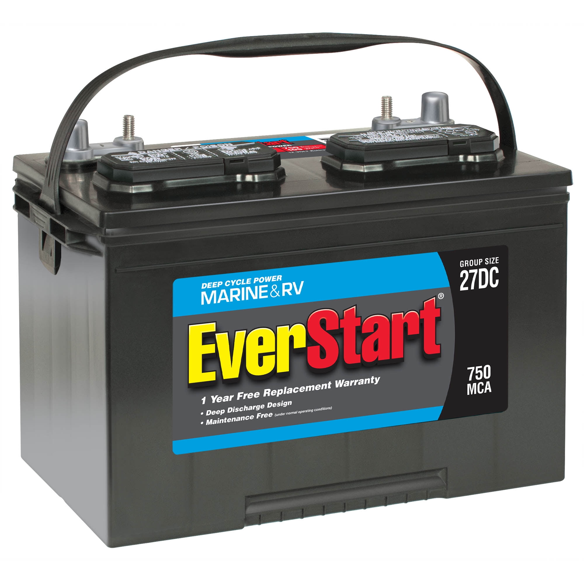 EverStart Lead Acid Marine & RV Deep Cycle Battery, Group Size 27DC (12 Everstart Lead Acid Marine & Rv Deep Cycle Battery