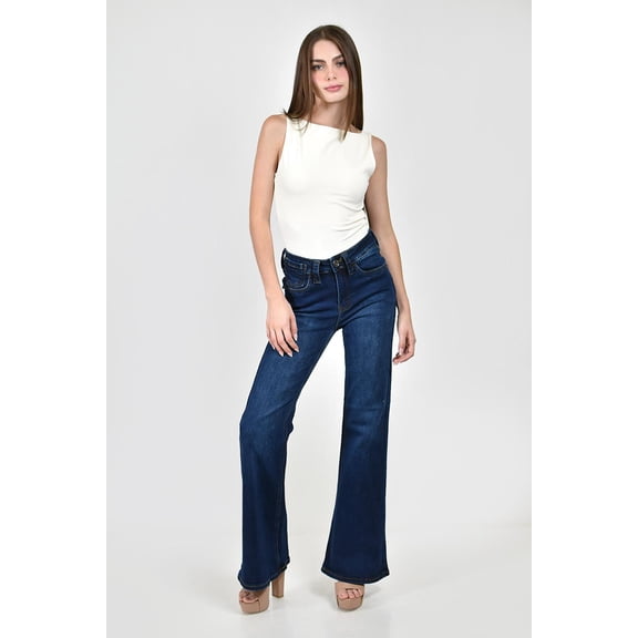 Jeans acampanados con cinto /Juvenil, 2100 (Azul dark) azul oscuro 7