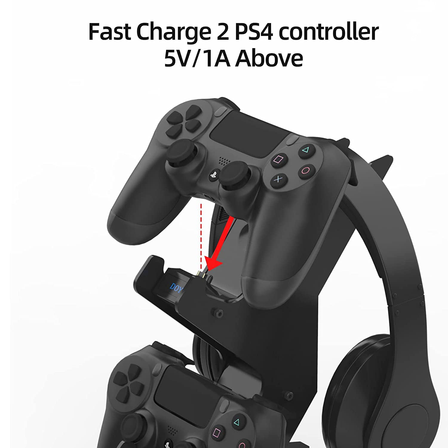 Charger Dock Headset stand for Sony Playstation 4 Included A Wireless PS4 controller Joystick Controller Charging Dock for PS4 2 Pack PS4 Gaming Accessories 