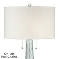 thumbnail image 4 of Possini Euro Design Modern Table Lamps 28.5" Tall Set of 2 Light Sky Blue Fluted Glass White Drum Shade for Living Room Bedroom Office Family, 4 of 8